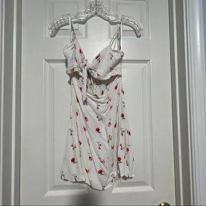 White floral cut out cami dress